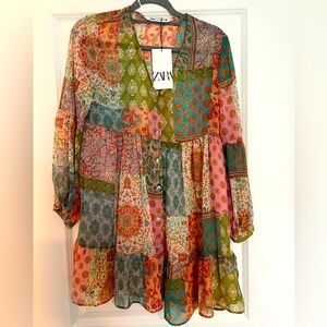 NWT Zara Patchwork Dress
